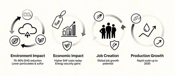 Environmental and Economic Impact of SAF Integration