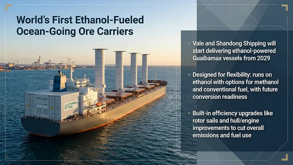 Ethanol fueled ocean going vessel