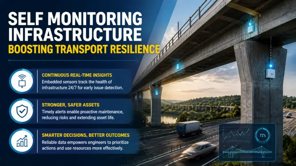 Self-Monitoring Infrastructure Boosting Transport Resilience
