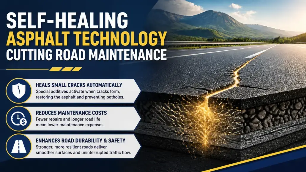 Self-Healing Asphalt Technology Cutting Road Maintenance