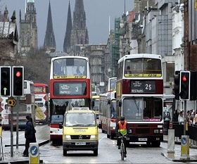 low emission bus traffic